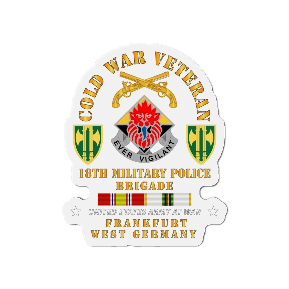 Die-Cut Magnets - Army - Cold War Vet - 18th MP Bde DUI - SSI w COLD SVC