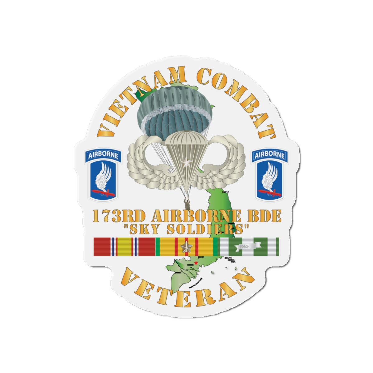 Die-Cut Magnets - Army - Vietnam Combat Infantry Veteran w 173rd Airborne Bde SSI X 300