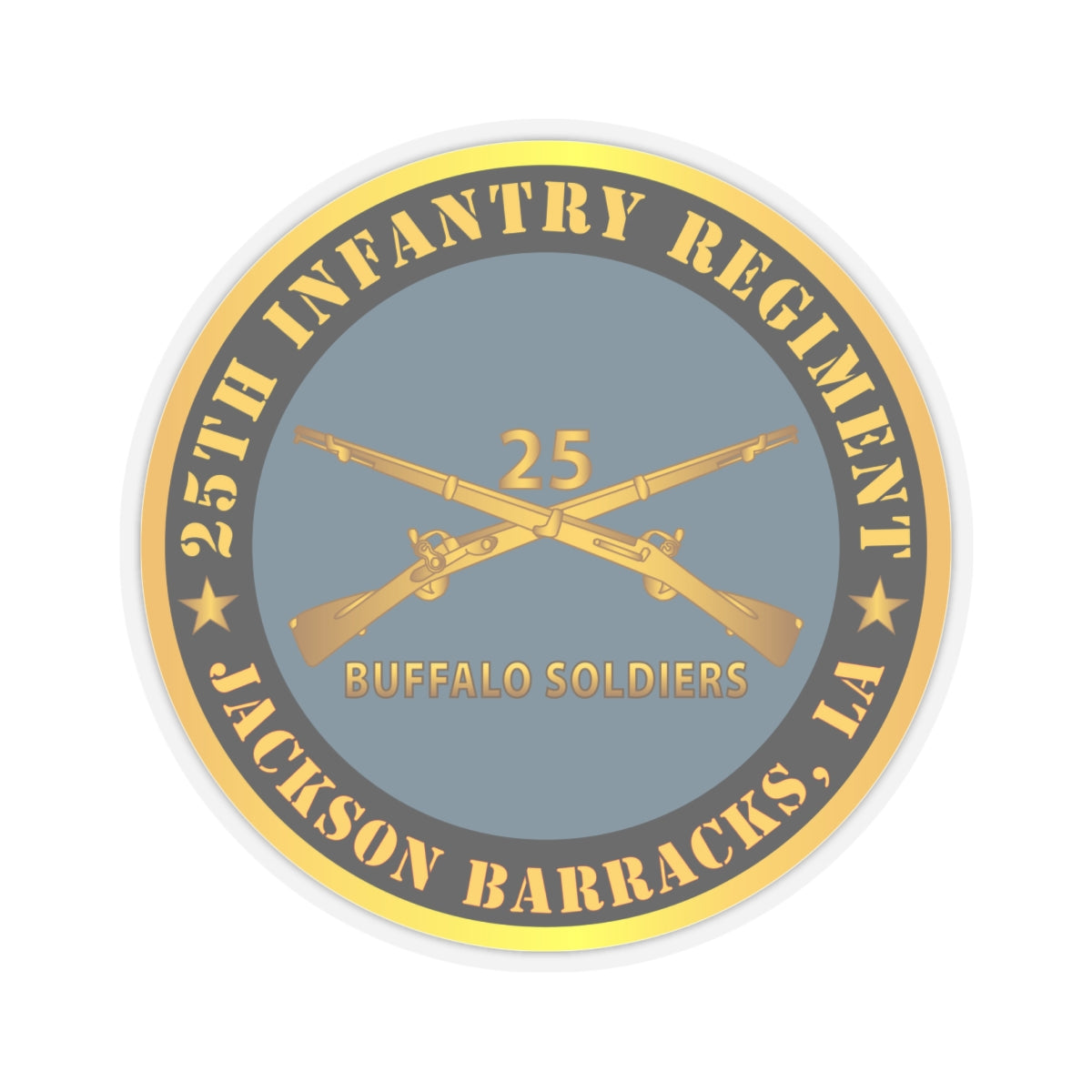 Kiss-Cut Stickers - Army - 25th Infantry Regiment - Jackson Barracks, LA - Buffalo Soldiers w Inf Branch
