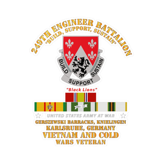 Kiss-Cut Vinyl Decals - Army - 249th Engineer Bn - Karlsruhe, Germany w VN and COLD SVC
