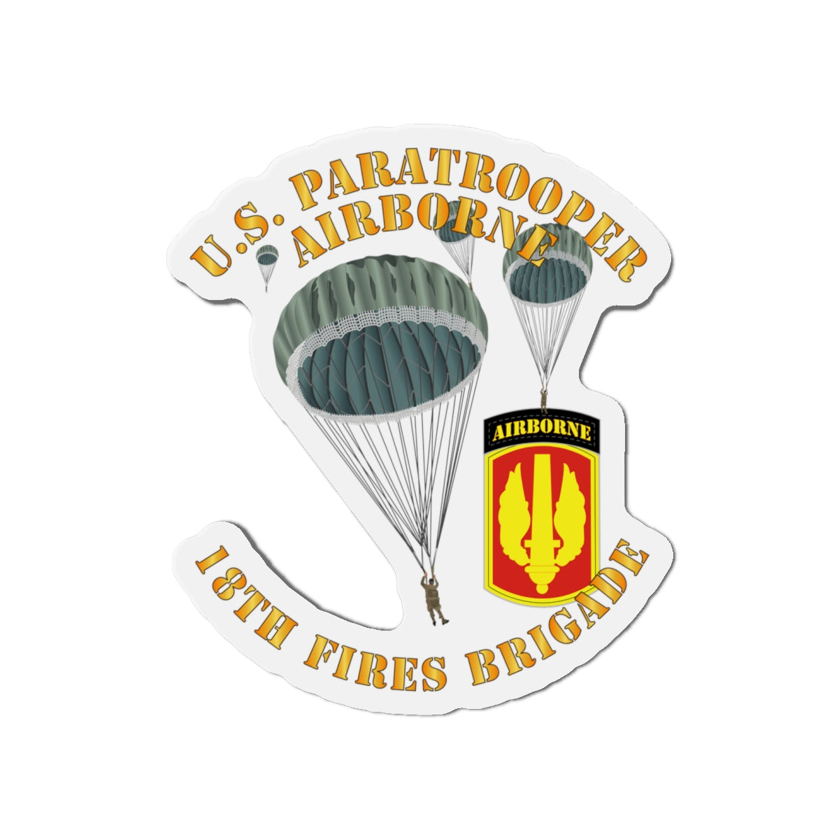 Die-Cut Magnets - Army - US Paratrooper - 18th Fires Brigade