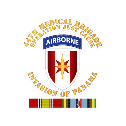 Kiss-Cut Vinyl Decals - Army - Just Cause - 44th Med Bde Operation Just Cause Panama w Svc Ribbons