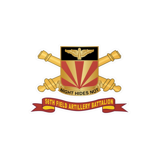 Kiss-Cut Vinyl Decals - 56th Field Artillery Battalion - DUI w Br - Ribbon X 300
