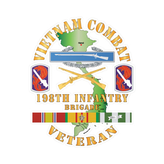 Kiss-Cut Vinyl Decals - Army - Vietnam Combat Infantry Veteran w 198th Inf Bde SSI X 300