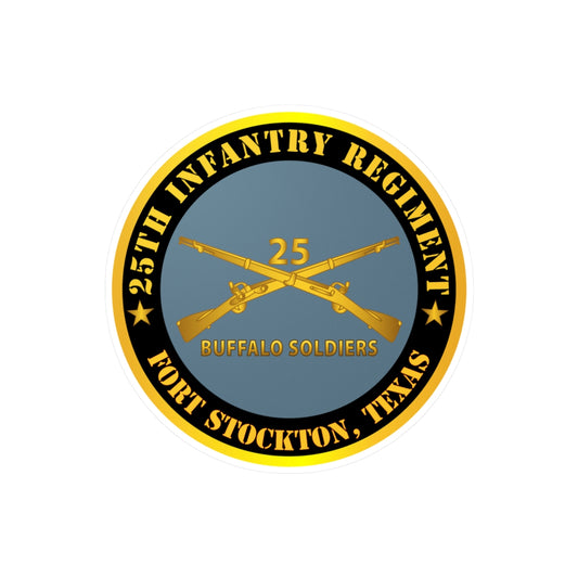 Kiss-Cut Vinyl Decals - Army - 25th Infantry Regiment - Fort Stockton, TX - Buffalo Soldiers w Inf Branch X 300