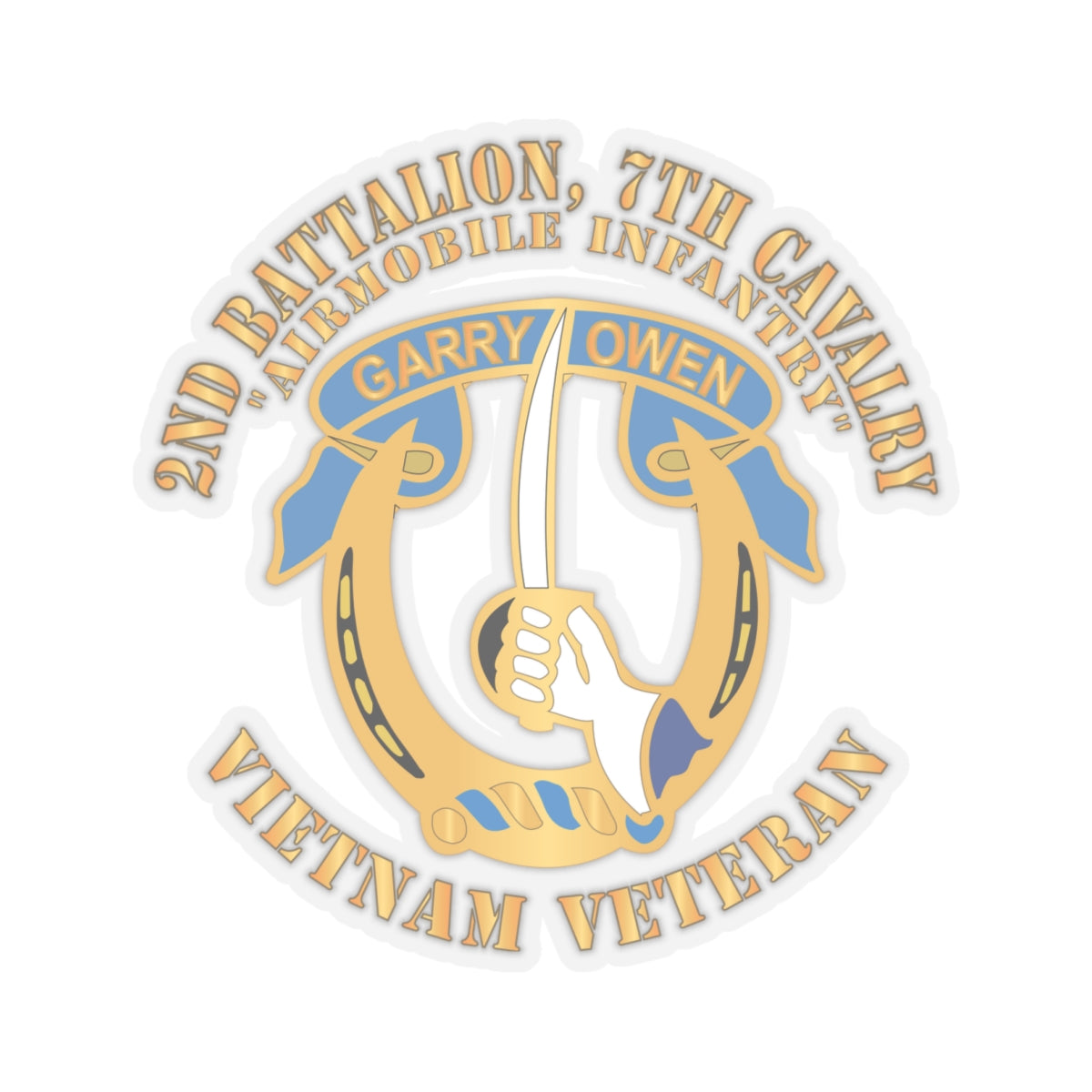 Kiss-Cut Stickers - Army - 2nd Battalion, 7th Cavalry - Vietnam Veteran X 300