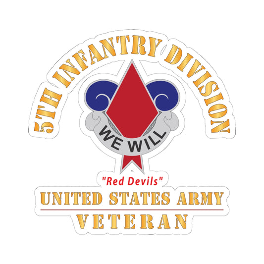 Kiss - Cut Stickers - Army - DUI - 5th Infantry Division - Red Devils - US Army Veteran X 300