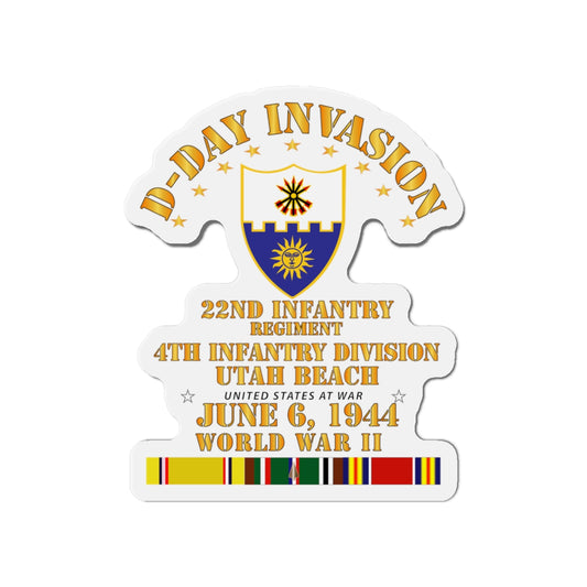 Die-Cut Magnets - Army - 22nd Infantry Regt - 4th ID - D Day w SVC