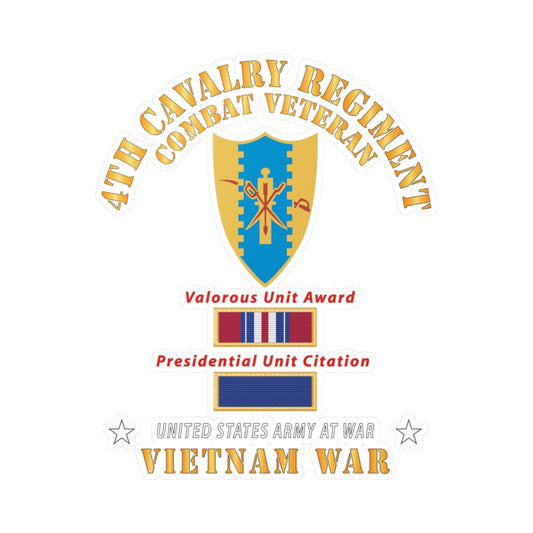 Kiss-Cut Vinyl Decals - Army - 4th Cavalry Regiment - Vietnam War w PUC and VUA X 300
