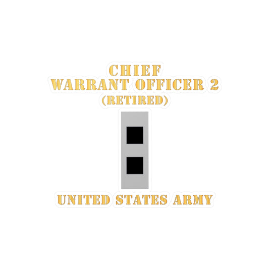 Kiss-Cut Vinyl Decals - Army - Chief Warrant Officer 2 - CW02 - Flat - Retired X 300
