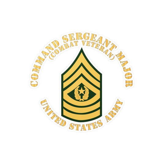 Kiss-Cut Vinyl Decals - Army - Command Sergeant Major - CSM - Combat Veteran - Flat X 300