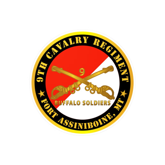 Kiss-Cut Vinyl Decals - Army - 9th Cavalry Regiment - Fort Assiniboine,  MT - Buffalo Soldiers w Cav Branch