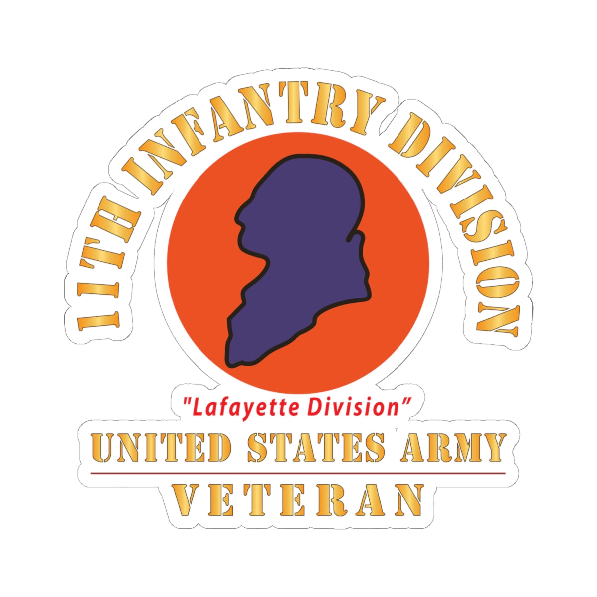 Kiss - Cut Stickers - Army - SSI - 11th Infantry Division - Lafayette Division - US Army Veteran X 300