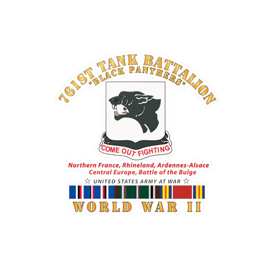 Kiss-Cut Vinyl Decals - Army - 761st Tank Battalion - Black Panthers - WWII  EU SVC