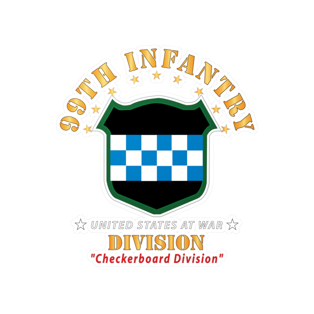 Kiss-Cut Vinyl Decals - Army - 99th Infantry Division - Checkerboard Division X 300