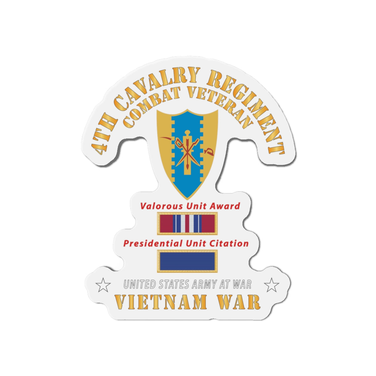 Die-Cut Magnets - 4th Cavalry Regiment - Vietnam War w PUC and VUA X 300