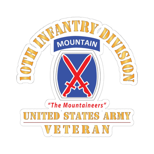 Kiss - Cut Stickers - Army - DUI - 10th Infantry Division - The Mountaineers - US Army Veteran X 300