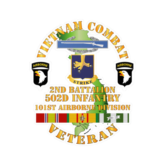 Kiss-Cut Vinyl Decals - Army - Vietnam Combat Vet - 2nd Bn 502nd Infantry - 101st Airborne Div SSI