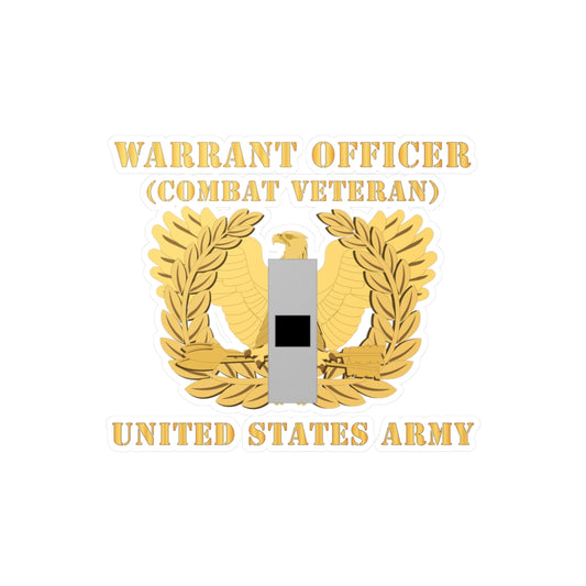 Kiss-Cut Vinyl Decals - Army - Warrant Officer - W01 - Combat Veteran - Flat - Eagle and Bar X 300
