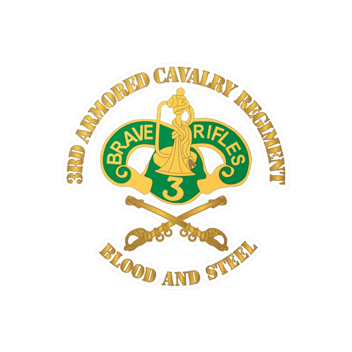 Kiss-Cut Vinyl Decals - Army - 3rd Armored Cavalry Regiment DUI - Blood and Steel X 300