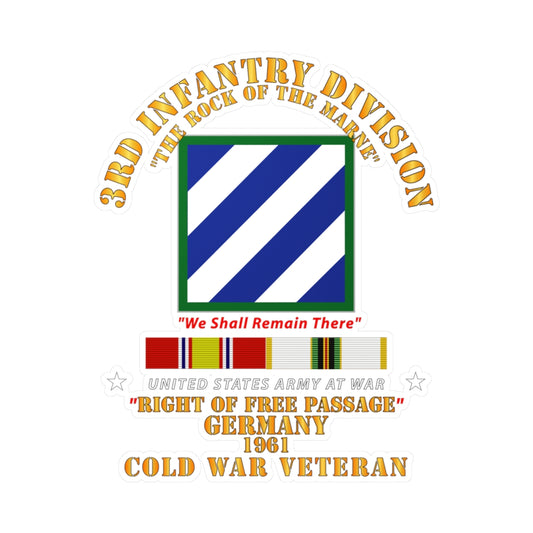 Kiss-Cut Vinyl Decals - Army - 3rd ID - Right of Passage - Germany w Cold War SVC