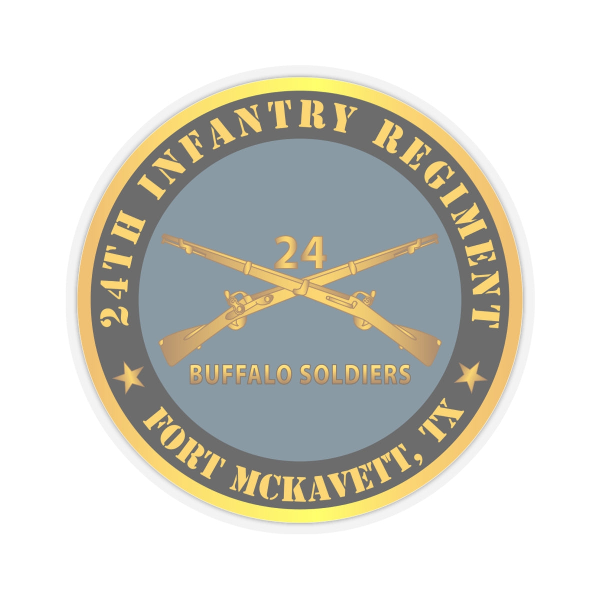 Kiss-Cut Stickers - Army - 24th Infantry Regiment - Fort McKavett, TX - Buffalo Soldiers w Inf Branch