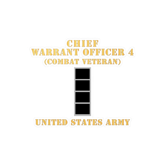 Kiss-Cut Vinyl Decals - Army - Chief Warrant Officer 4 - CW04 - Combat Veteran - Flat - X 300