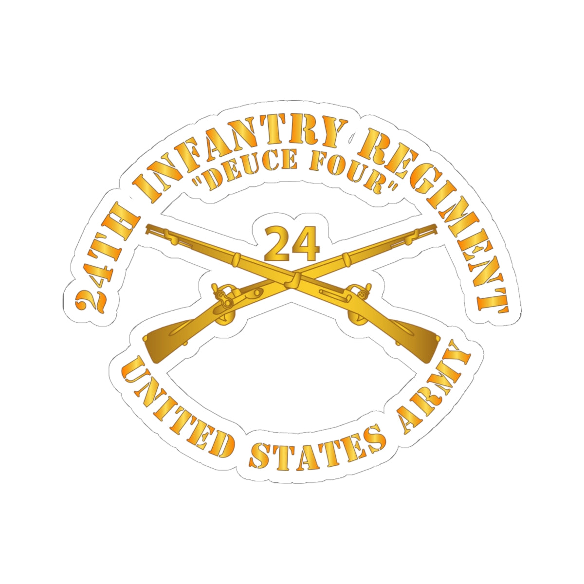 Kiss - Cut Stickers - Army - 24th Infantry Regiment - Deuce Four  - Branch Insignia