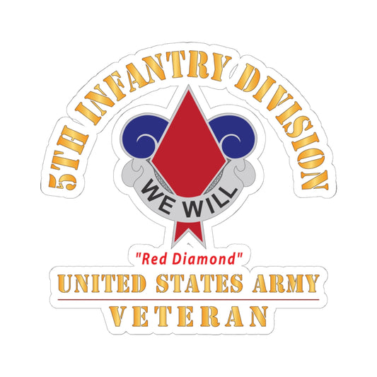 Kiss - Cut Stickers - Army - DUI - 5th Infantry Division - Red Diamond - US Army Veteran X 300