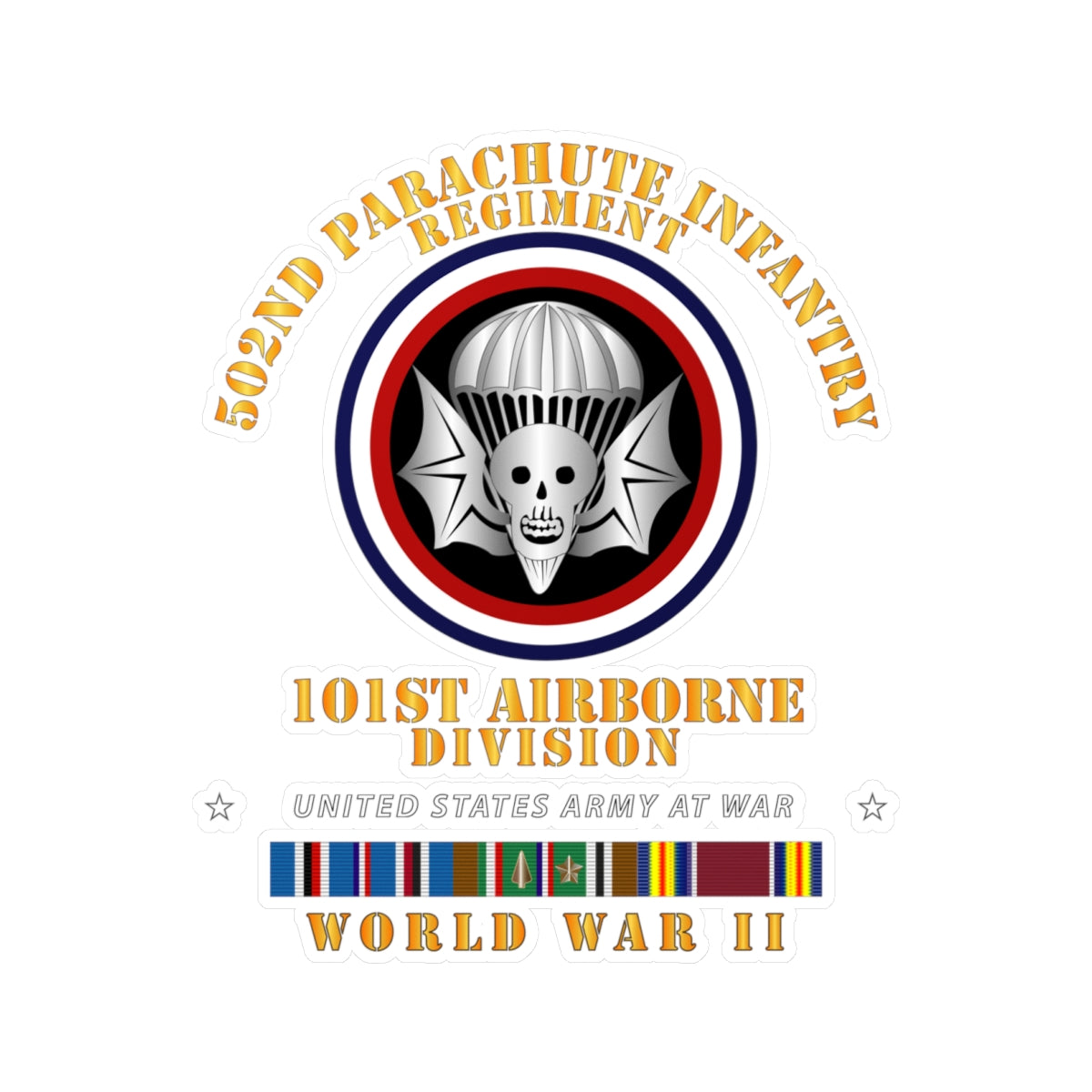 Kiss-Cut Vinyl Decals - Army  - 502nd PIR 101st Airborne Div - WWII w EUR SVC