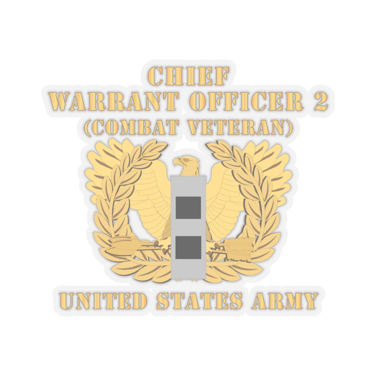 Kiss-Cut Stickers - Army - Chief Warrant Officer - CW02 - Combat Veteran - Flat - Eagle and Bar X 300