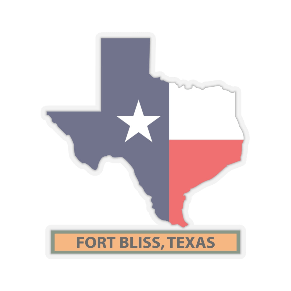 Kiss-Cut Stickers - Texas Map Overprint with Texas State Flag - Fort Bliss,Texas X 300