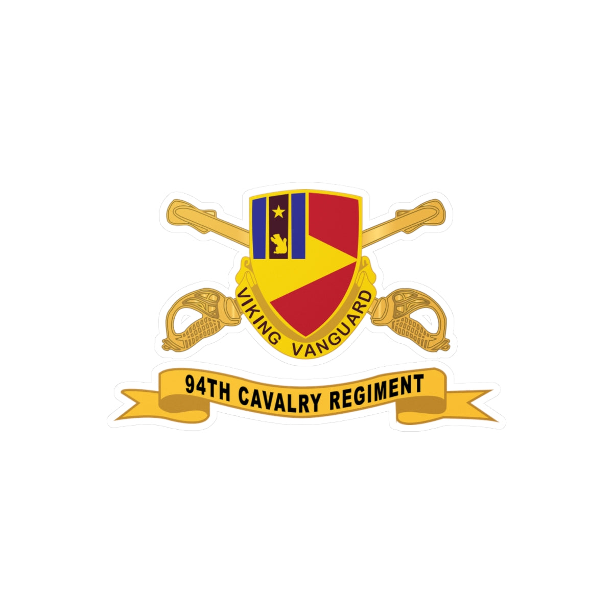 Kiss-Cut Vinyl Decals - Army  - 94th Cavalry Regiment w Br - Ribbon X 300