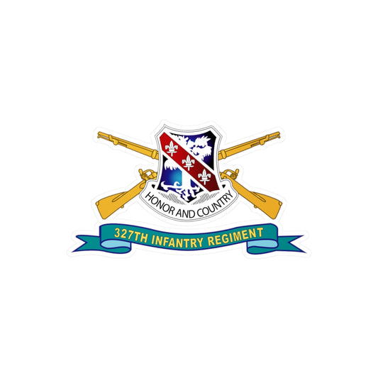 Kiss-Cut Vinyl Decals - Army - 327th Infantry Regiment - DUI w Br - Ribbon X 300