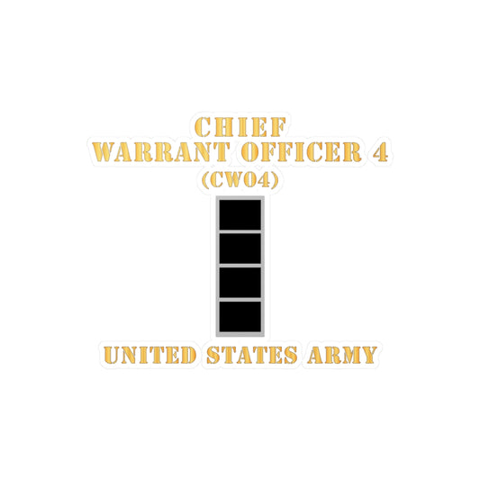 Kiss-Cut Vinyl Decals - Army - Chief Warrant Officer 4 - CW04 - Flat - X 300