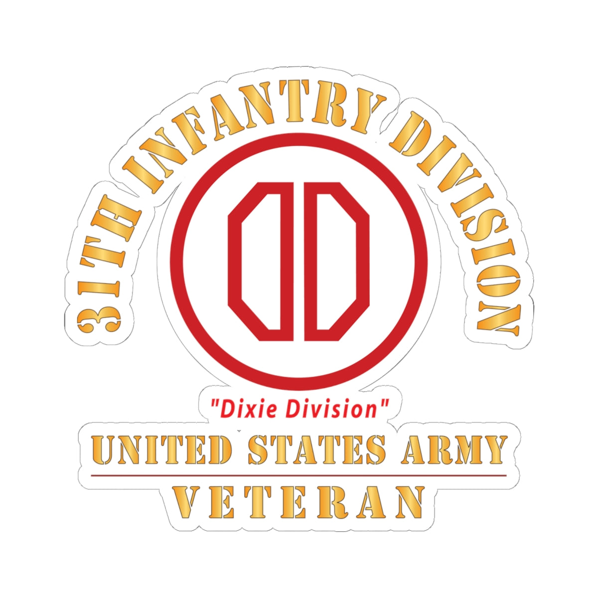 Kiss - Cut Stickers - Army - SSI - 31st Infantry Division - Dixie Division - US Army Veteran X 300
