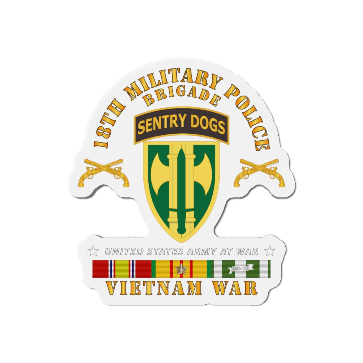 Die-Cut Magnets - 18th MP Brigade - Sentry Dogs Tab - Vietnam w VN SVC