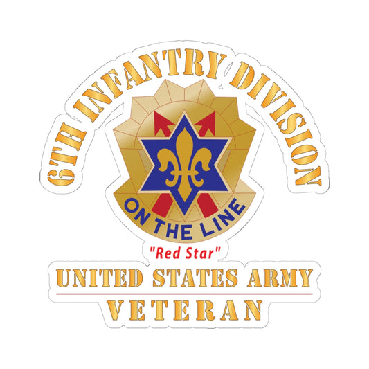 Kiss - Cut Stickers - Army - DUI - 6th Infantry Division - Red Star - US Army Veteran X 300