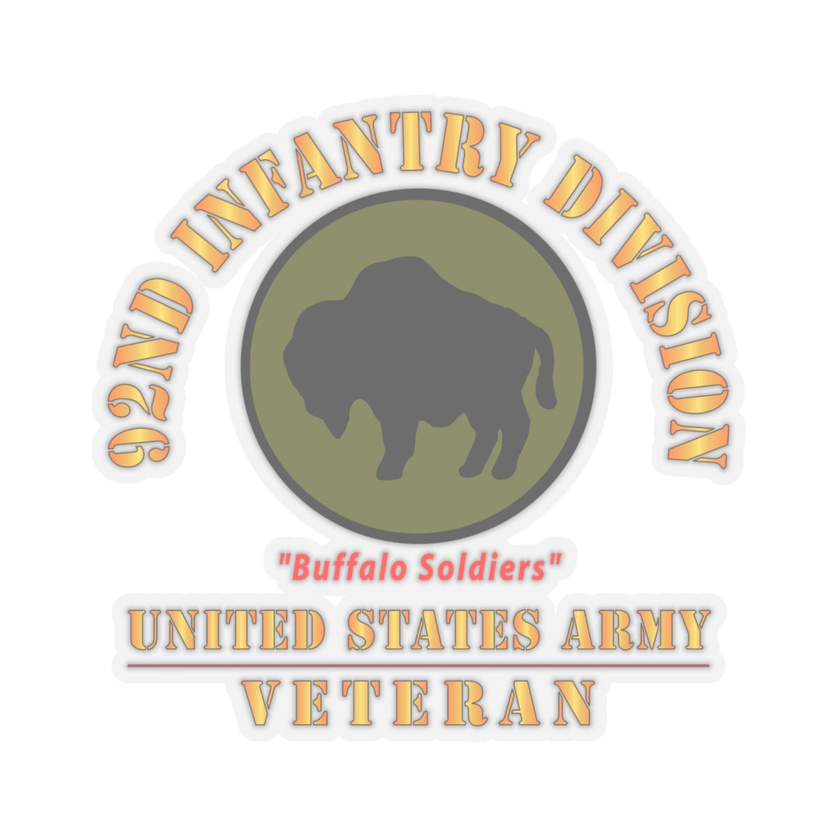 Kiss-Cut Stickers - Army - SSI - 92nd Infantry Division - Buffalo Soldiers - US Army Veteran X 300