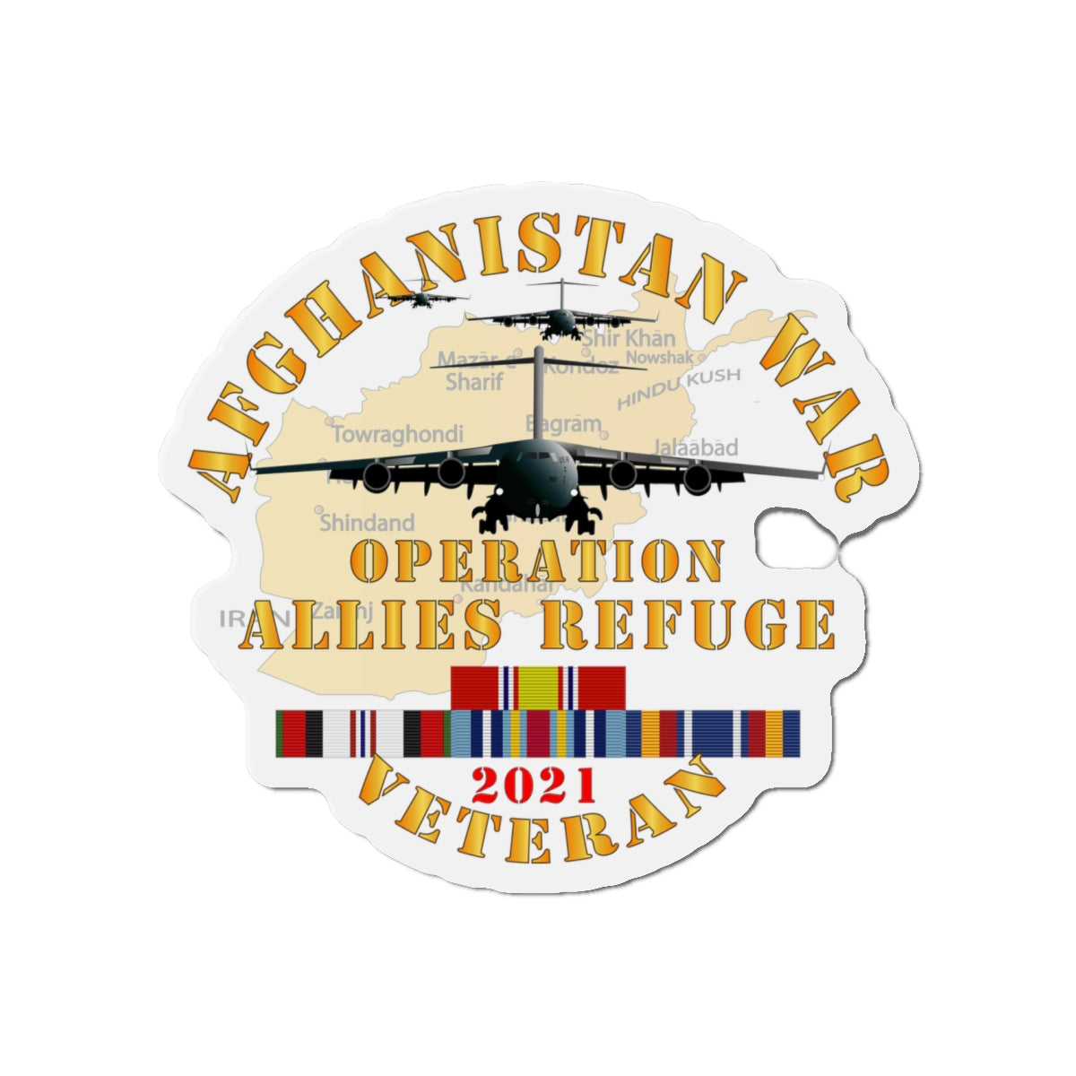 Die-Cut Magnets - Army - Afghanistan War   - Operation Allies Refuge - Veteran w AFGHAN SVC