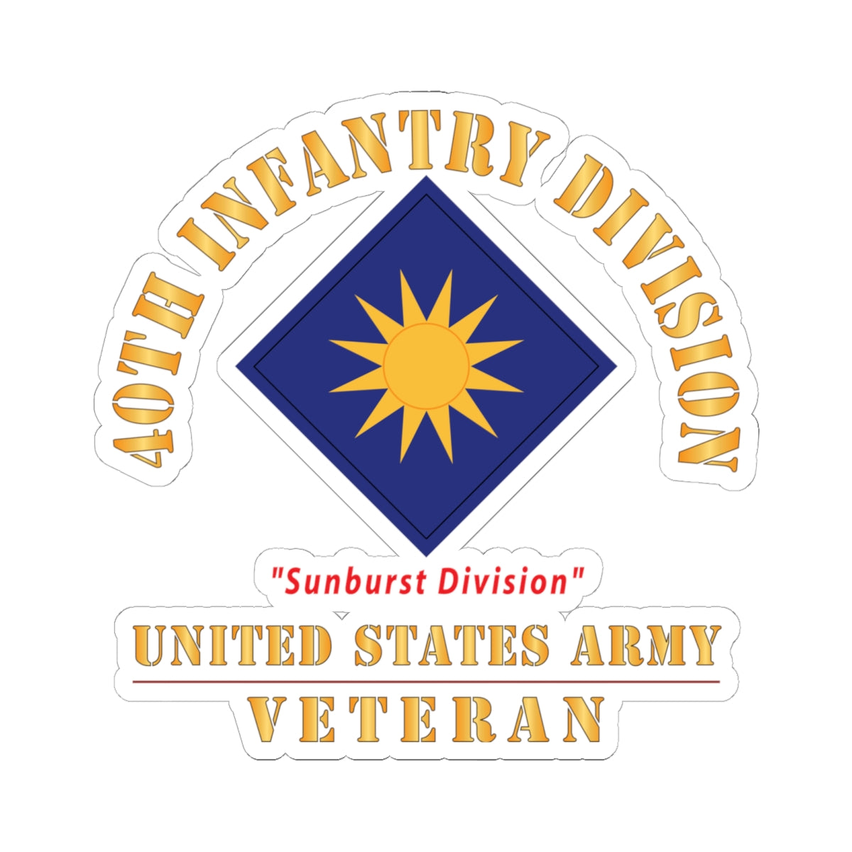 Kiss - Cut Stickers - Army - SSI - 40th Infantry Division - Sunburst Division - US Army Veteran X 300