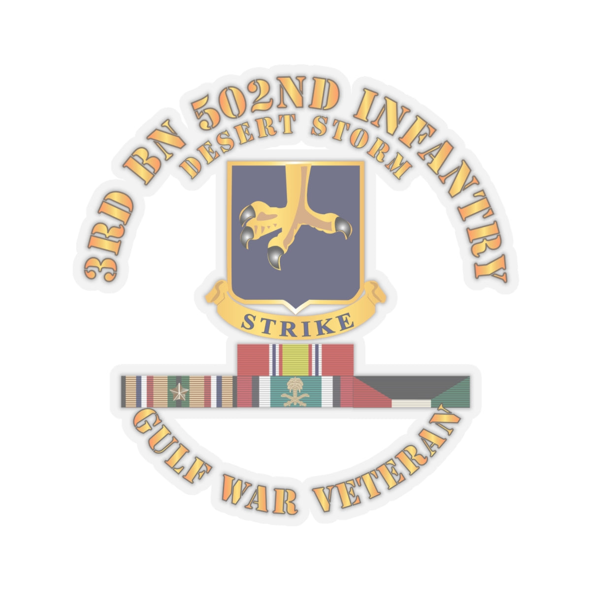 Kiss-Cut Stickers - Army - 3rd Bn 502nd Infantry - Desert Storm w Svc