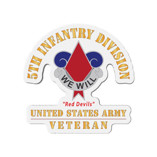 Die-Cut Magnets - Army - DUI - 5th Infantry Division - Red Devils - US Army Veteran X 300