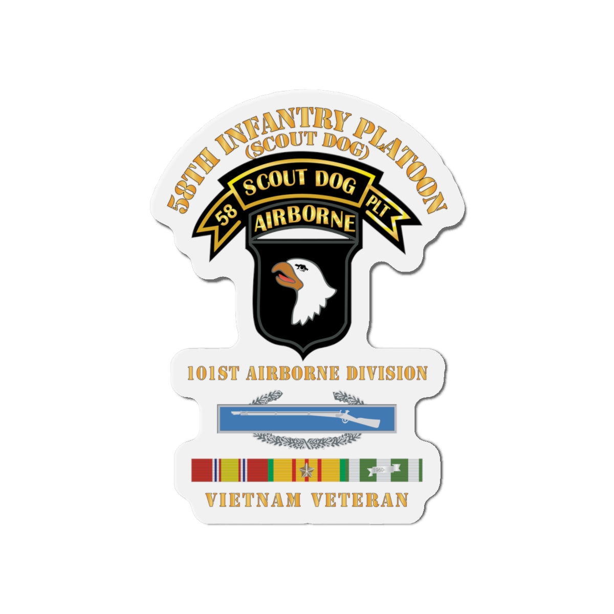 Die-Cut Magnets - Army - 58th Infantry Platoon - Scout Dog - w CIB - VN SVC X 300