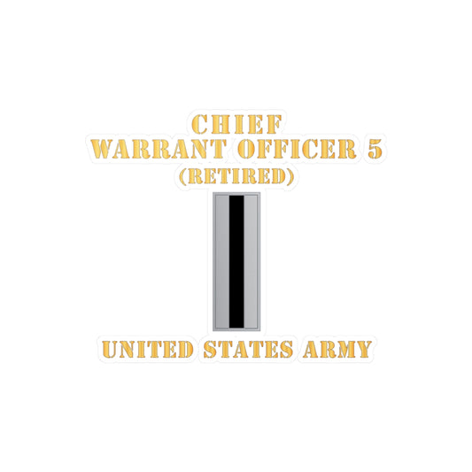 Kiss-Cut Vinyl Decals - Army - Chief Warrant Officer 5 - CW05 - Retired - Flat - X 300