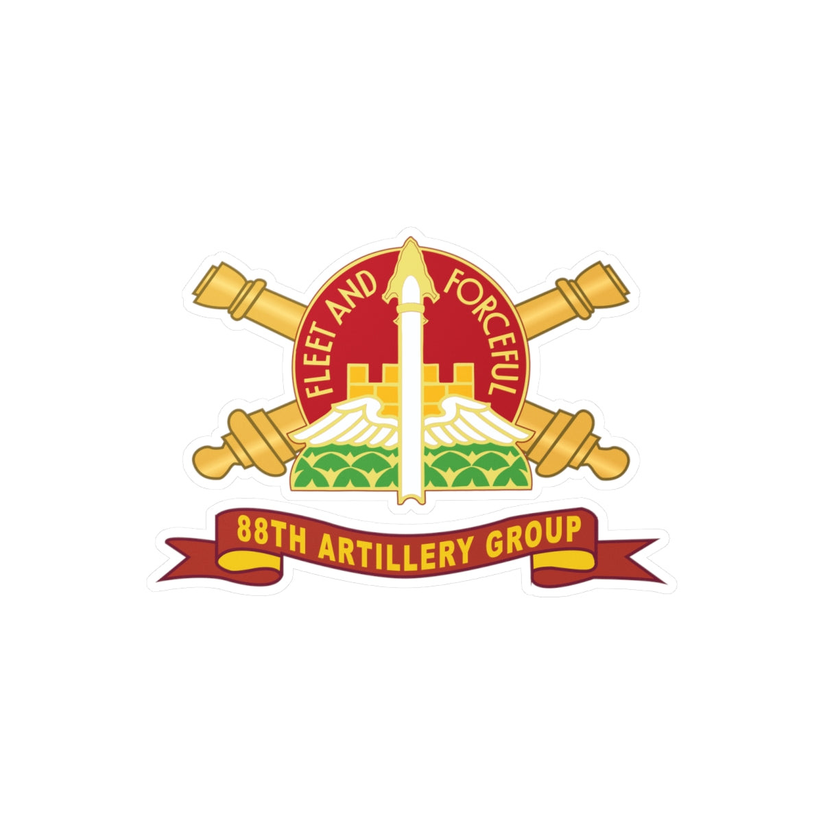 Kiss-Cut Vinyl Decals - 88th Artillery Group - DUI w Br - Ribbon X 300