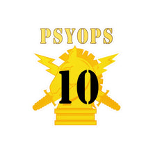 Load image into Gallery viewer, Kiss-Cut Vinyl Decals - Army - PSYOPS w Branch Insignia - 10th Battalion Numeral - Line X 300 - Hat
