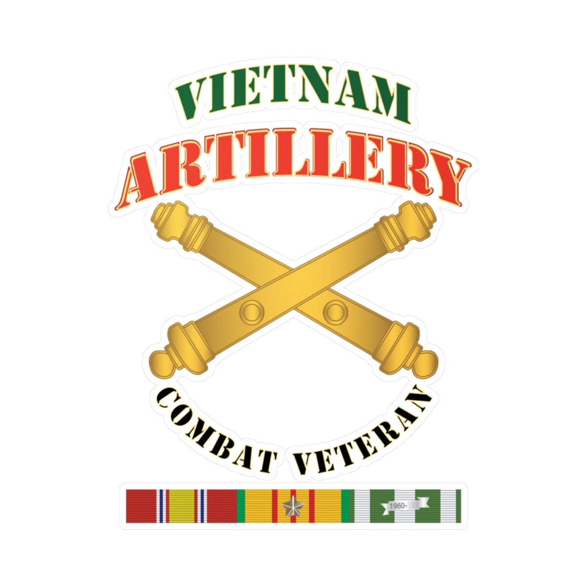 Kiss-Cut Vinyl Decals - Army - Artillery - Vietnam - Combat Vet