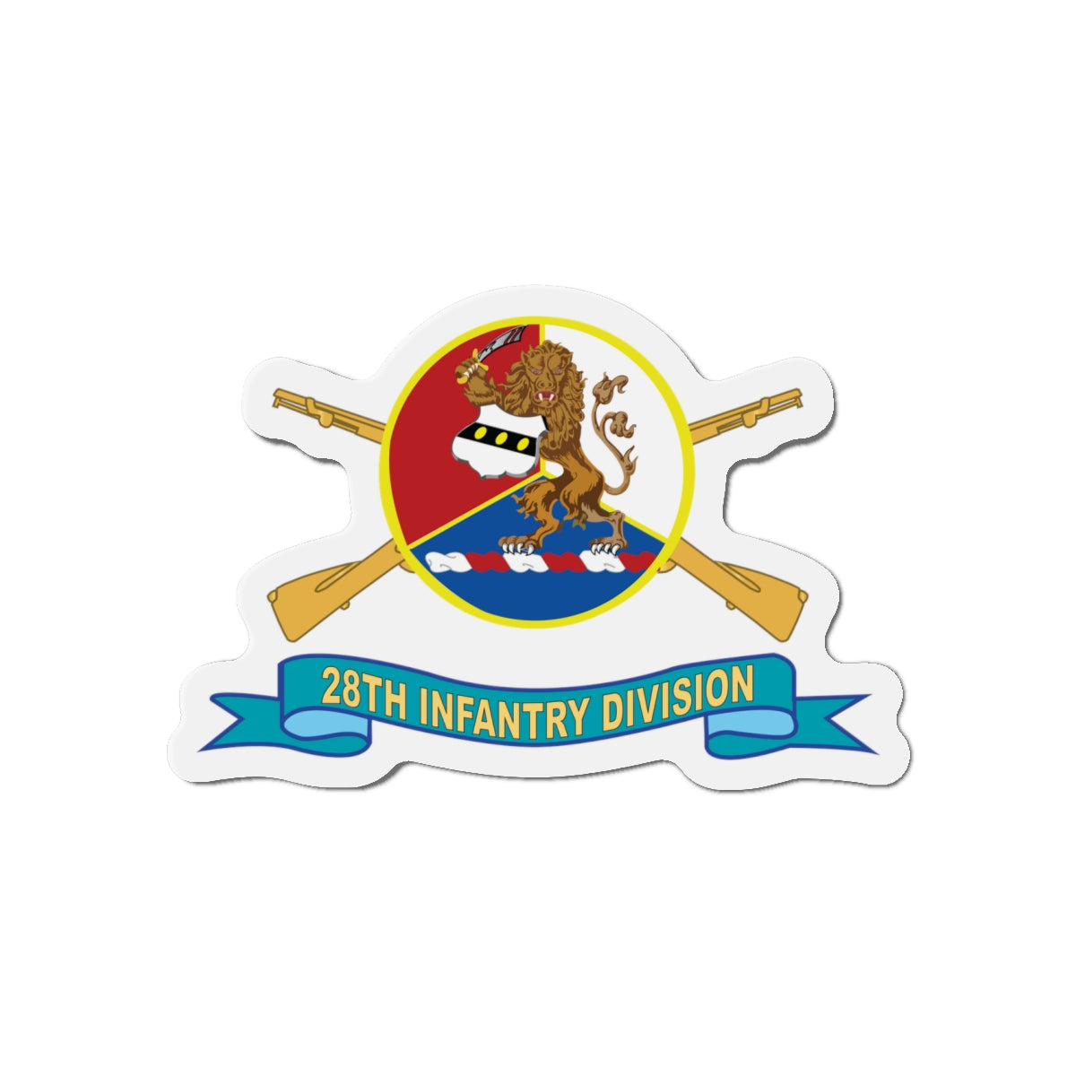 Die-Cut Magnets -SSI -Army - 28th Infantry Division - DUI - w Br - SSI - Ribbon X 300