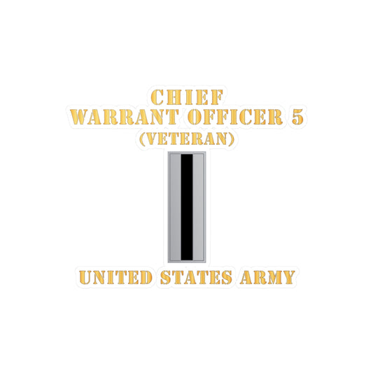 Kiss-Cut Vinyl Decals - Army - Chief Warrant Officer 5 - CW05 - Veteran - Flat - X 300